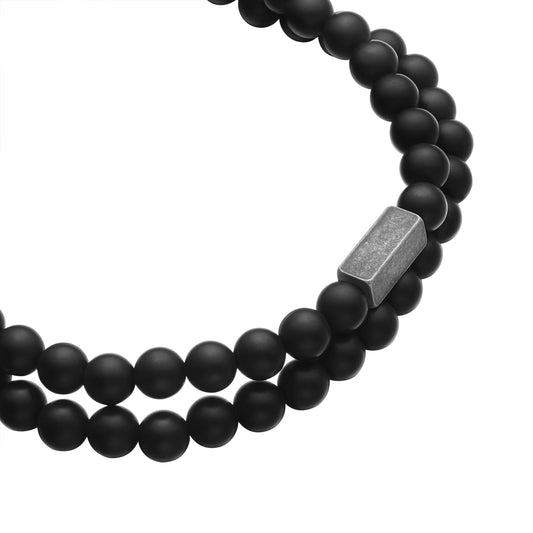 2er Set Armbänder Edelstahl gunmetal Achat schwarz